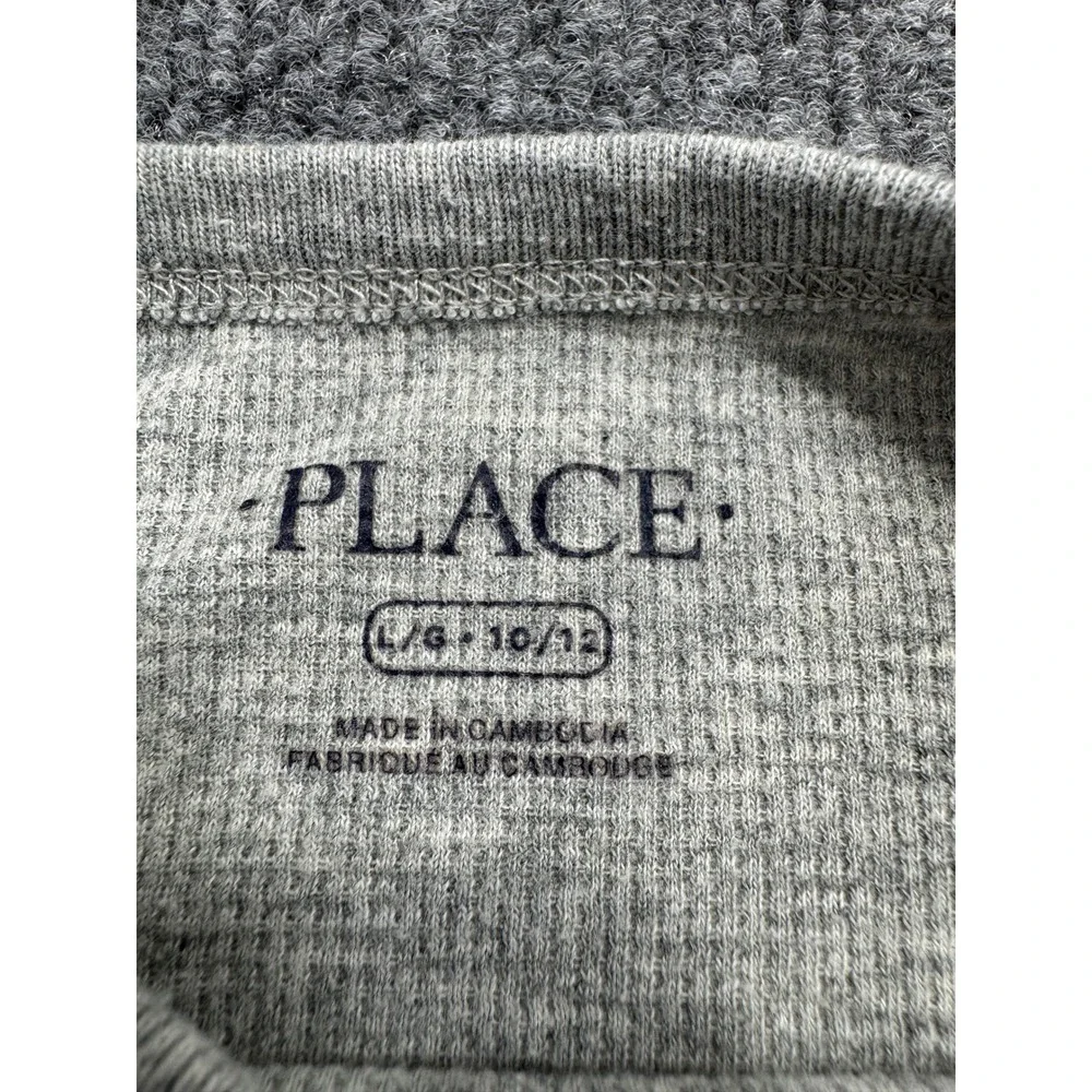 The Children's Place Boys Gray Thermal Long Sleeve Shirt Size Large 10/12